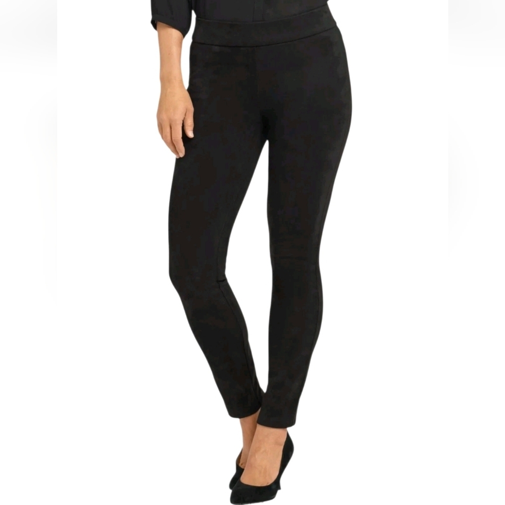 NYDJ Black Brushed Faux Suede Legging Size 14 Pull On Pants Sculpt Her Slimming